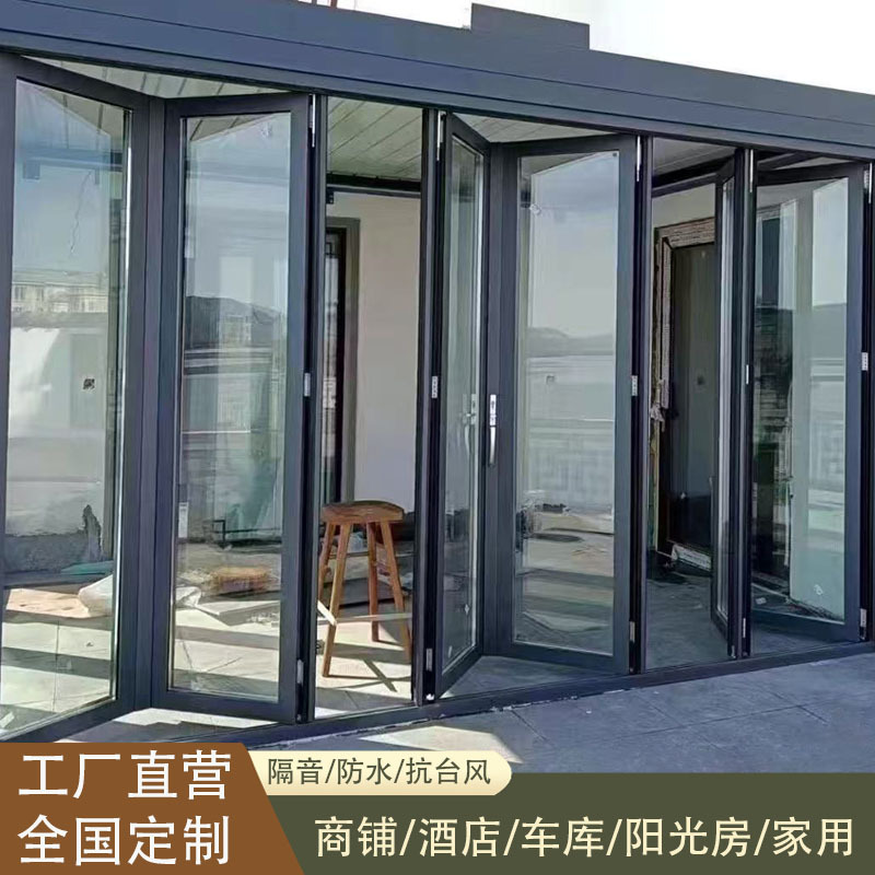 Direct Sales from the Source Factory: Car Detailing Aluminum Alloy Glass Folding Door for Entrance Balcony, Heavy-Duty Thermal Break Folding Door