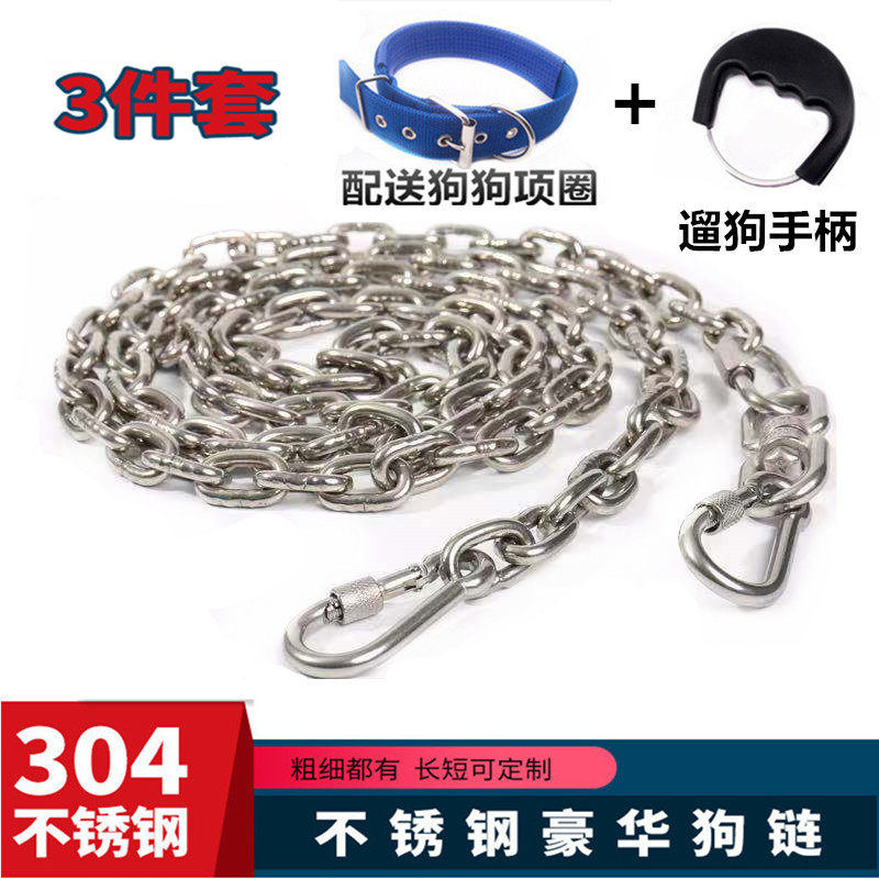 304 stainless steel chain gold - haired large canine chain medium dog chain dog Teddy collar
