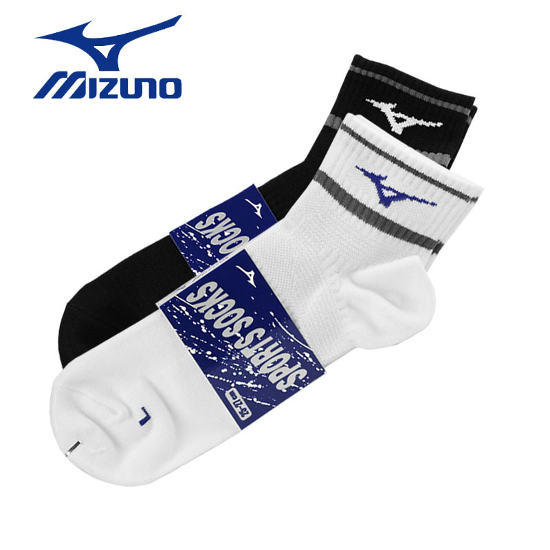 Mizuno towel bottom socks men's professional sports socks women's running mid-barrel badminton table tennis socks sweat-absorbing