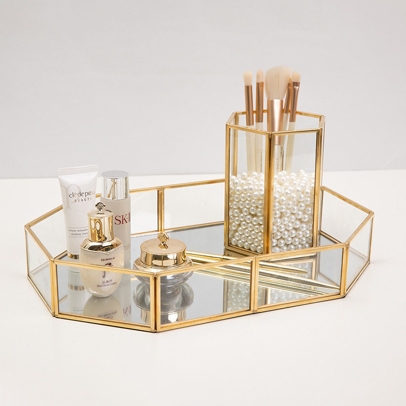 Home Music Style Light Extravagant Glass Cosmetics Containing Box Table Top Makeup Table Lipstick Permalink Fragrance Containing