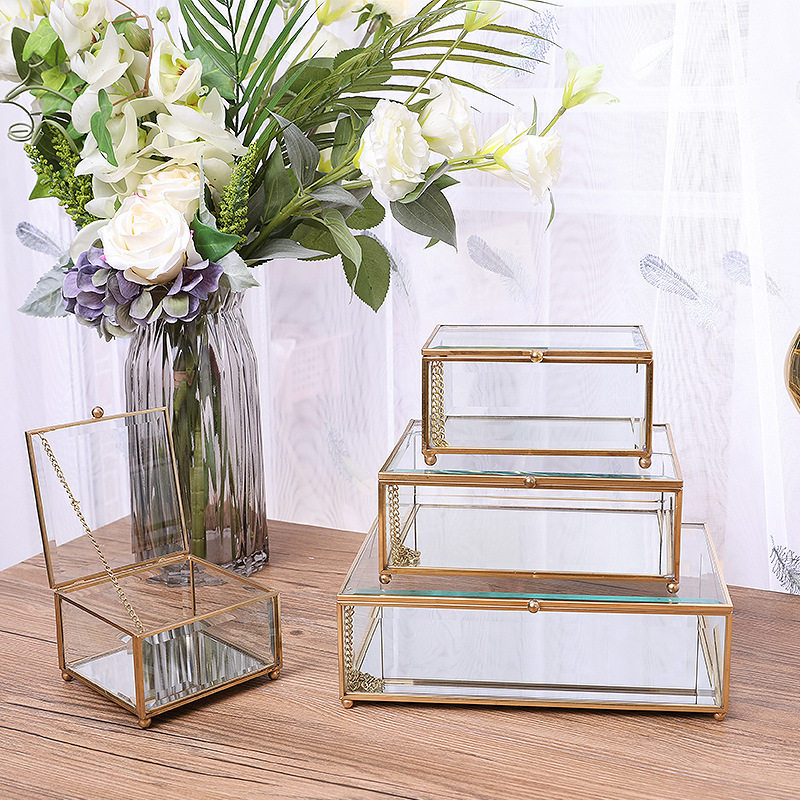 Edging glass First decorated box Jewelry Ornament Containing Box O-style Wedding Rings Necklace NECKLACE DISPLAY CASE