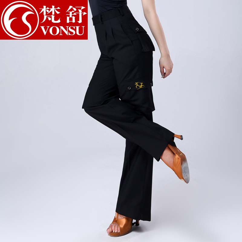 Van Shuladin Dancing Costume Pocket Pants Women 2022 New Men's Straight Barrel Ballroom Dancing Morden Pants