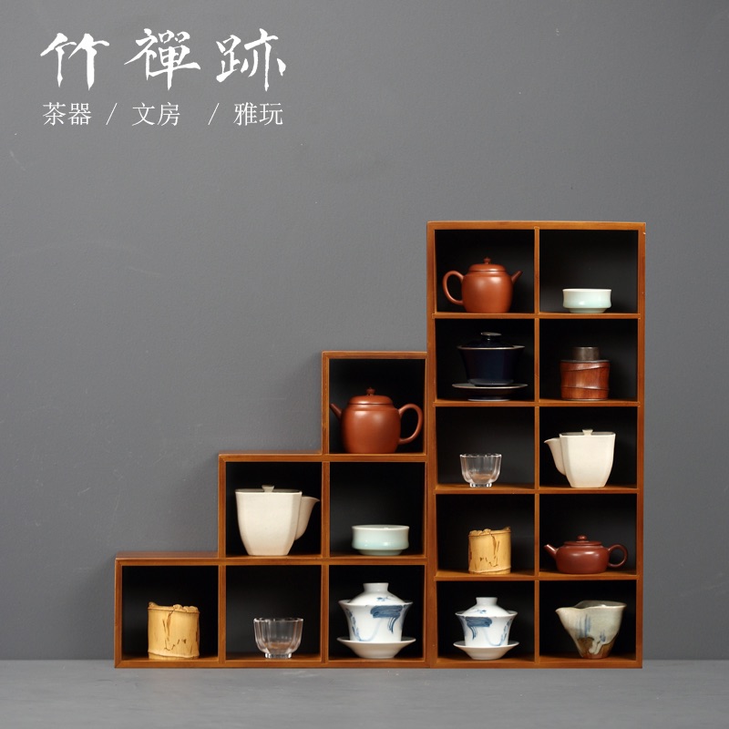 Bamboo Zen trace) free combination bamboo lattice cabinet Chinese retro simple modern storage decoration bookcase rack