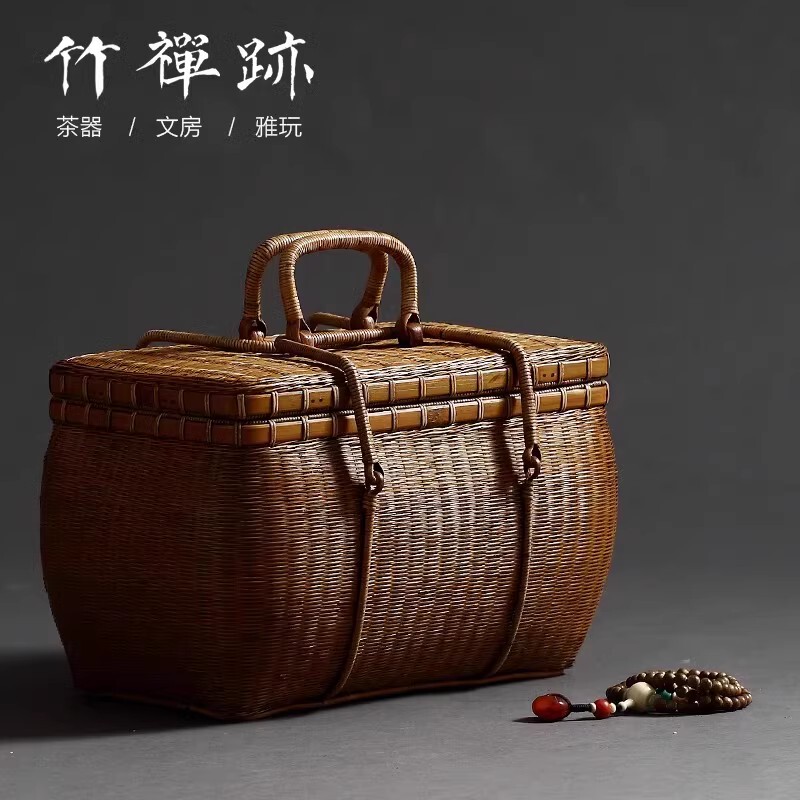 Bamboo Zen Traces: Premium Bamboo Tea Box, Portable Travel Tea Set Storage Box, Handmade Bamboo Weaving Tea Bag Box, Rattan Box Bamboo Zen Traces: Premium Bamboo Tea Box, Portable Travel Tea Set Storage Box, Handmade Bamboo Weaving Tea Bag Box, Rattan Box