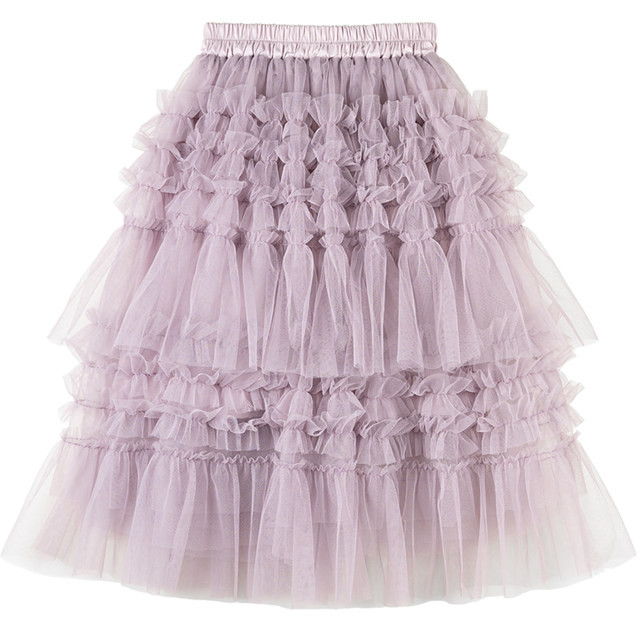 ເດັກຍິງຕາຫນ່າງ tutu skirt ແສງສະຫວ່າງຟຸ່ມເຟືອຍ pleated cake skirt ເດັກນ້ອຍ skirt ຍາວ fluffy ເດັກນ້ອຍ summer