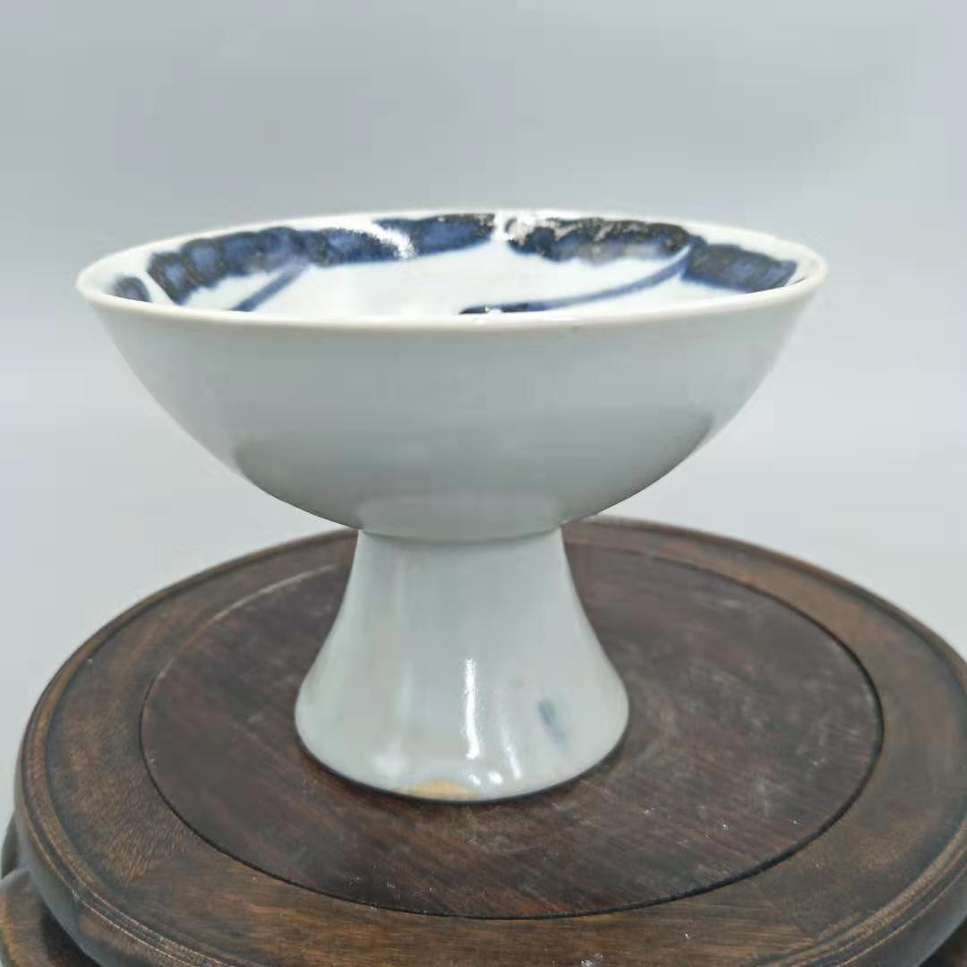 Qing Dynasty Tall Fish Bowl Cup Handmade Antique Antique Old Goods Old Goods Collection Antique Porcelain Ancient Player Home Decoration