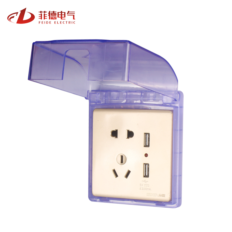 Self-adhesive waterproof case 86 type transparent blue switch socket hood fitted with adhesive power splash-proof box
