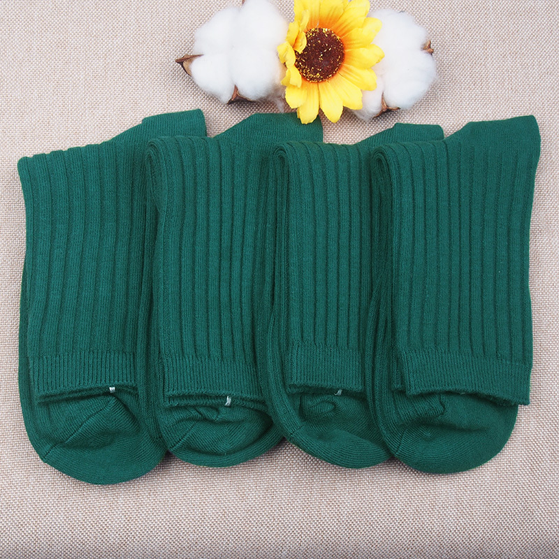 Lake Green Socks, Mid-Calf Socks for Men and Women, 98% Pure Cotton, Business Casual Double-Needle Cotton Socks, Autumn and Winter, Deodorant and Sweat-Absorbent