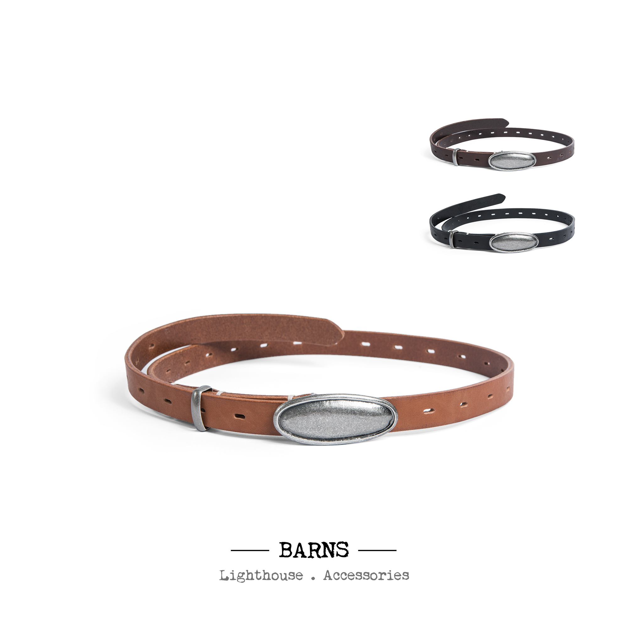 BARNS Italian vegetable tanned leather flexible Q elastic leather narrow belt for men and women LE-4286