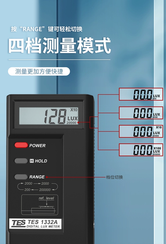 Máy đo ánh sáng kỹ thuật số TES1332A máy đo độ sáng có độ chính xác cao photometer thử TES1330A