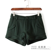 Loạt màu tím quầy mùa đông đích thực của phụ nữ màu xanh đậm retro nghệ thuật thời trang quần short mỏng hoang dã 27841