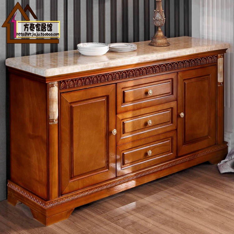 Chinese Marble Dining Cabinet Solid Wood Living-room Storage Side Cabinet Wine Cabinet Kitchen Overall Cupboard set of items Tea Water cabinet Island Terrace