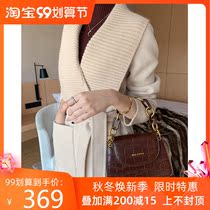 20 autumn and winter New European and American long lace double-sided cashmere coat women fashion wool woven collar woolen coat