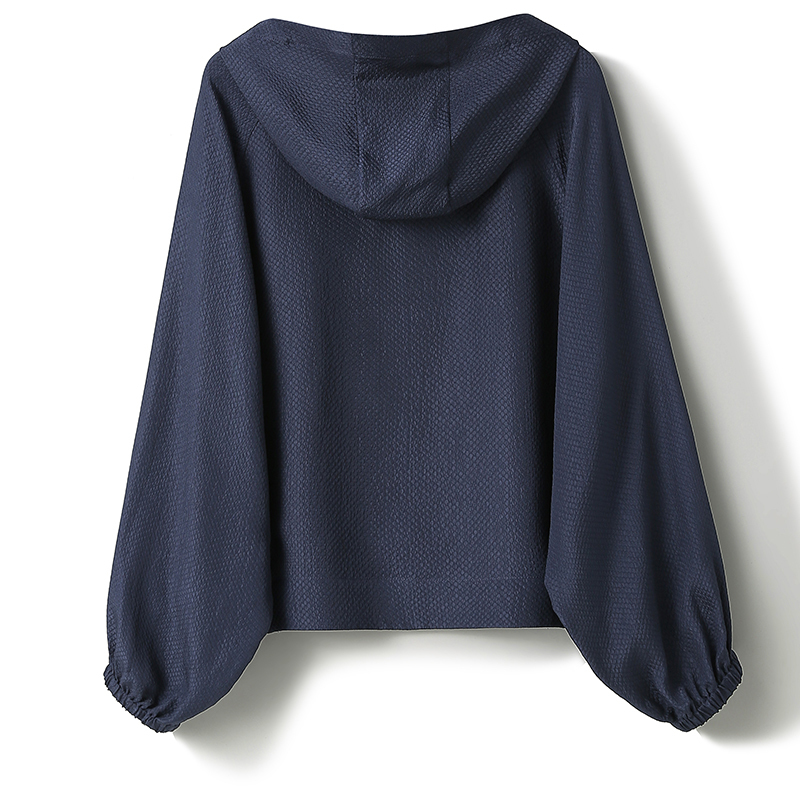 【Heavyweight Silk】100% Mulberry Silk ~ Hooded Loose Short Sun Protection Jacket for Women, Spring Long Sleeve Commuting Sweatshirt