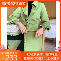 2020 Autumn and Winter new female Korean fashion running bag double-sided woolen coat women lace slim wool coat