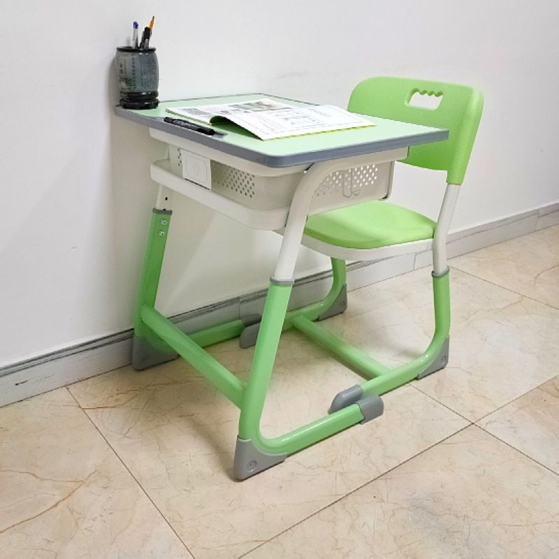 Children's study table and chair can be lifted modern minimalist primary school students plastic simple student desk white set home