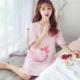 Bộ đồ ngủ nữ mùa hè cotton ngắn tay cỡ lớn phiên bản Hàn Quốc của các sinh viên xinh xắn và đáng yêu có thể mặc váy ngủ mùa hè gợi cảm vay mac nha dep