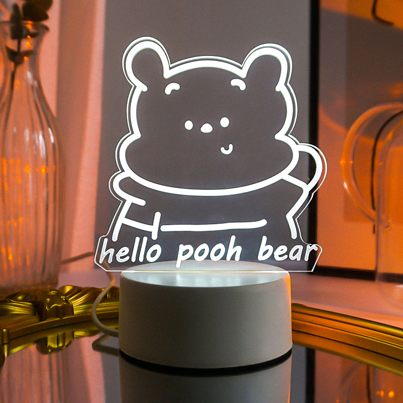 Winnie the Pooh night light creative cute cartoon led light play mobile phone bedroom desktop atmosphere light ins table lamp charging