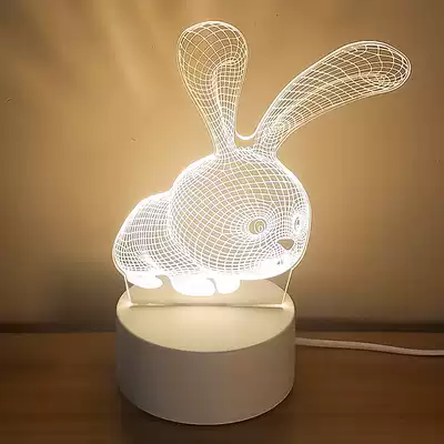 Meng rabbit 3d night light creative three-dimensional bedroom sleep eye protection bedside lamp LED energy saving lamp girl heart dormitory usb