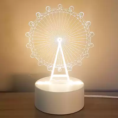 Ferris wheel 3d night light creative bedroom sleep eye protection bedside lamp LED energy saving lamp girl heart dormitory usb