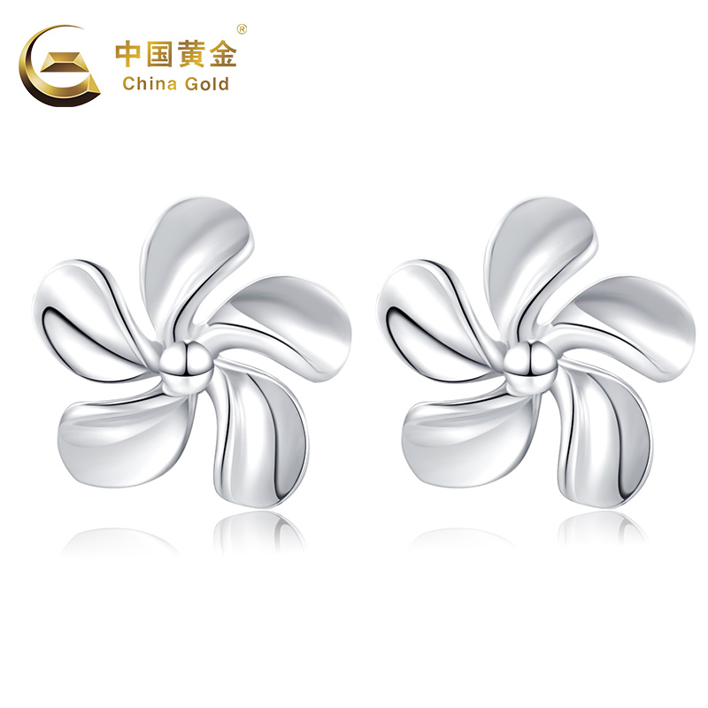 (Chinese gold official store) Platinum slowly meets small flower ear Ear Accessories FASHION TIGER YEAR