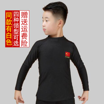 Spring and summer boys Latin dance practice suit Childrens boy dance top Black long-sleeved big child dance training suit