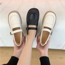 Genuine leather black retro thick heel thick bottom Marie treasures shoes women sweet and small leather shoes fit with a small crowdsourced design sensation spring