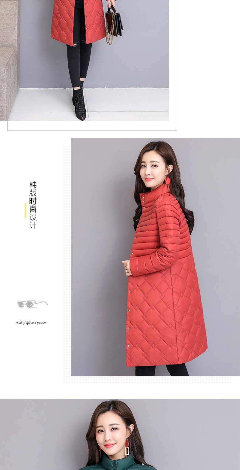 Áo khoác cotton nhẹ cho nữ dài mùa hè 2018 áo khoác nữ trung niên mùa đông mới áo khoác kaki nam lót lông cừu