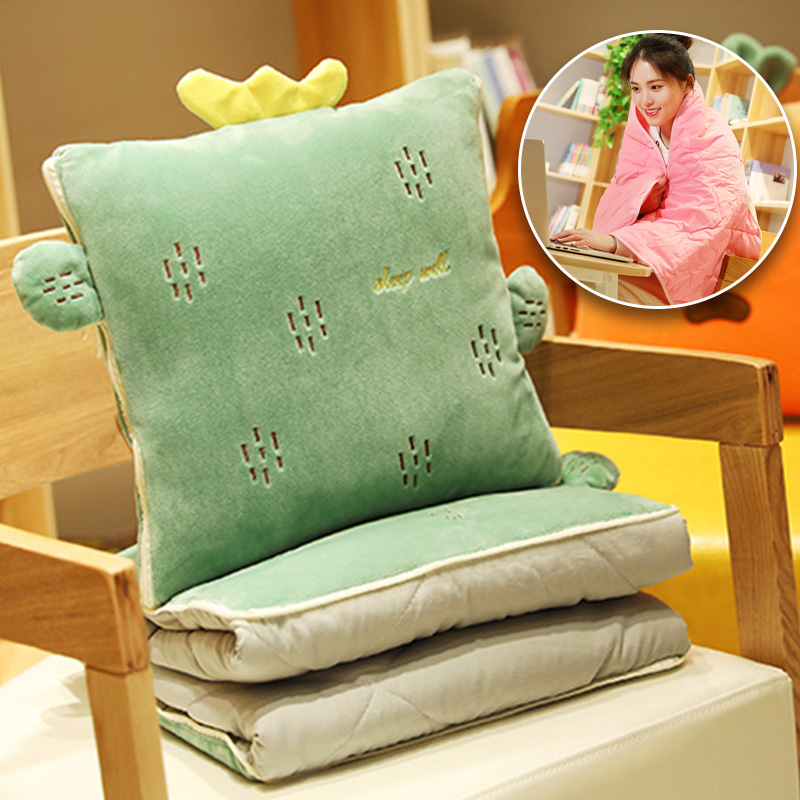 ins folding car pillow quilt dual-purpose office seat pillow nap small quilt cute pillow quilt