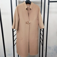 Anti-season 2019 mới Áo len đôi 100% nguyên chất dành cho nữ trong phần dài của áo khóa D038 - Accentuated eo áo áo dạ dáng dài hàn quốc
