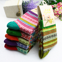 Special high quality-3 double bohemian wind pure cotton female midbarrel socks-buy the inside of the shop to buy