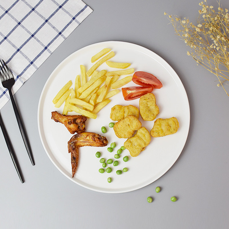 Nordic in ceramic plate circular vertical dish creative hotel Western dining tableware pure white flat household