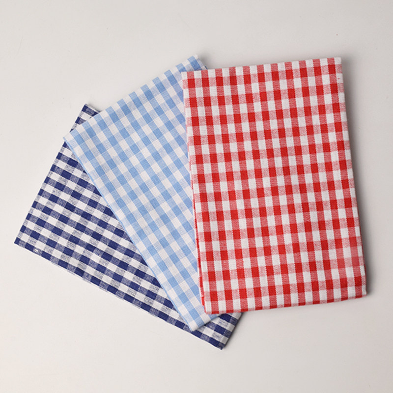 Small fresh blue and green small lattice heat insulation pad cotton cover cloth western food cloth art gourmet napkin shooting background cloth props