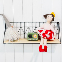 Creative wall iron wall hangs Nordic simple solid wood partition frame storage contains basket decoration grid