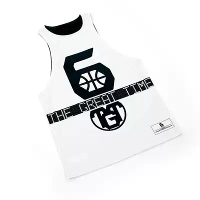 (District 6) Street ball future black and white question Mark double-sided basketball quick-drying vest trend sports training clothing