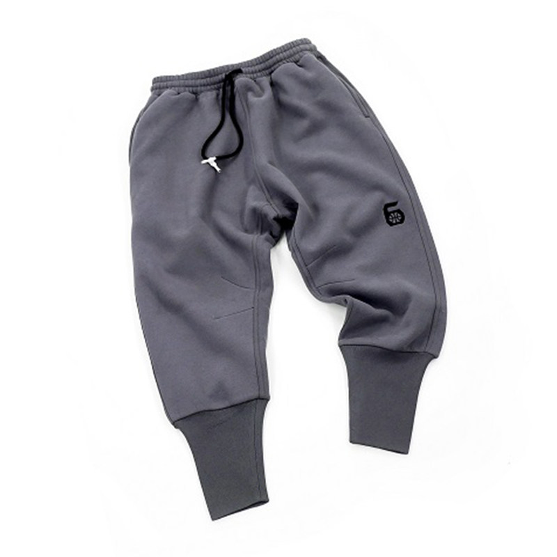 (Sixth District) EASY SERIES Jane series gray warrior logo sports men's fleece autumn and winter legged pants