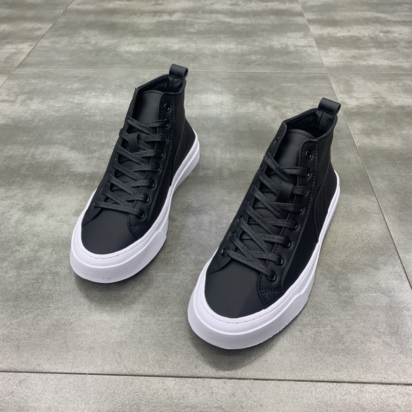 Spring and autumn high-top sneakers white bottom black casual shoes trendy men's lace-up all-match fashion men's shoes Kuaishou same style