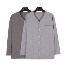 Pure cotton spring and autumn large size pajama tops for middle-aged and elderly people single-piece long-sleeved summer loose thin mens cardigans autumn clothes