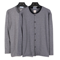 Middle-aged and elderly mens cardigan buttoned autumn coat long-sleeved sweater dads thin double-breasted thermal underwear bottoming shirt top