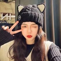 Nomapu new models flagship store face kitten ears knitted wool hat children autumn and winter Korean version plus velvet warm