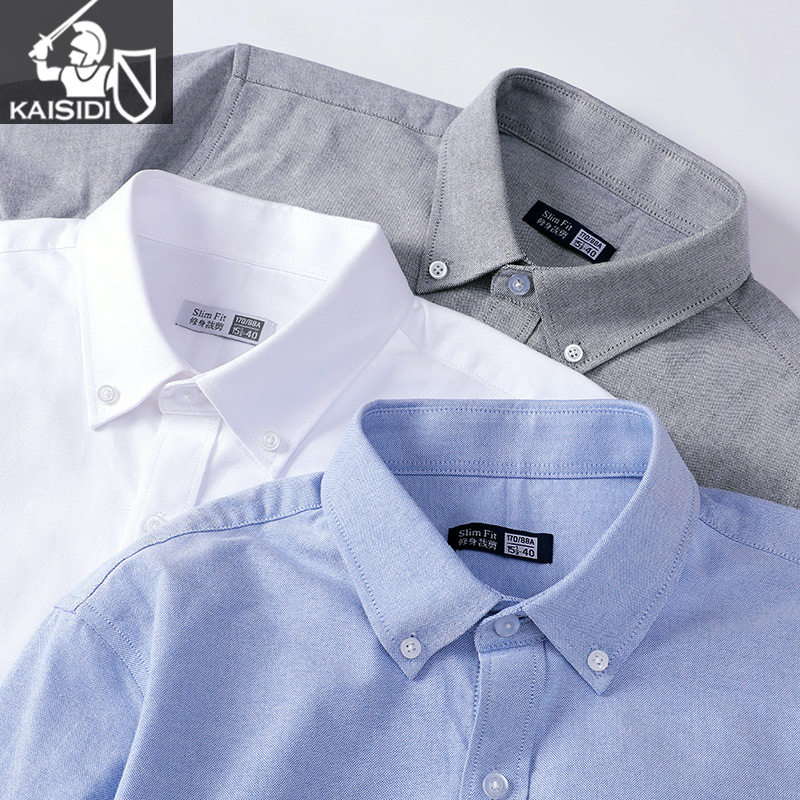 Cotton oxford shirt men's long-sleeved cotton Korean version Japanese ins design ruffian handsome pure ピュア white shirt