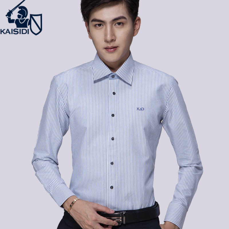 Men's Wear Long Sleeve Shirt Body Style Pure Cotton Oxford Spinning Shirt Men's Korean Version Business Stripe Clothes