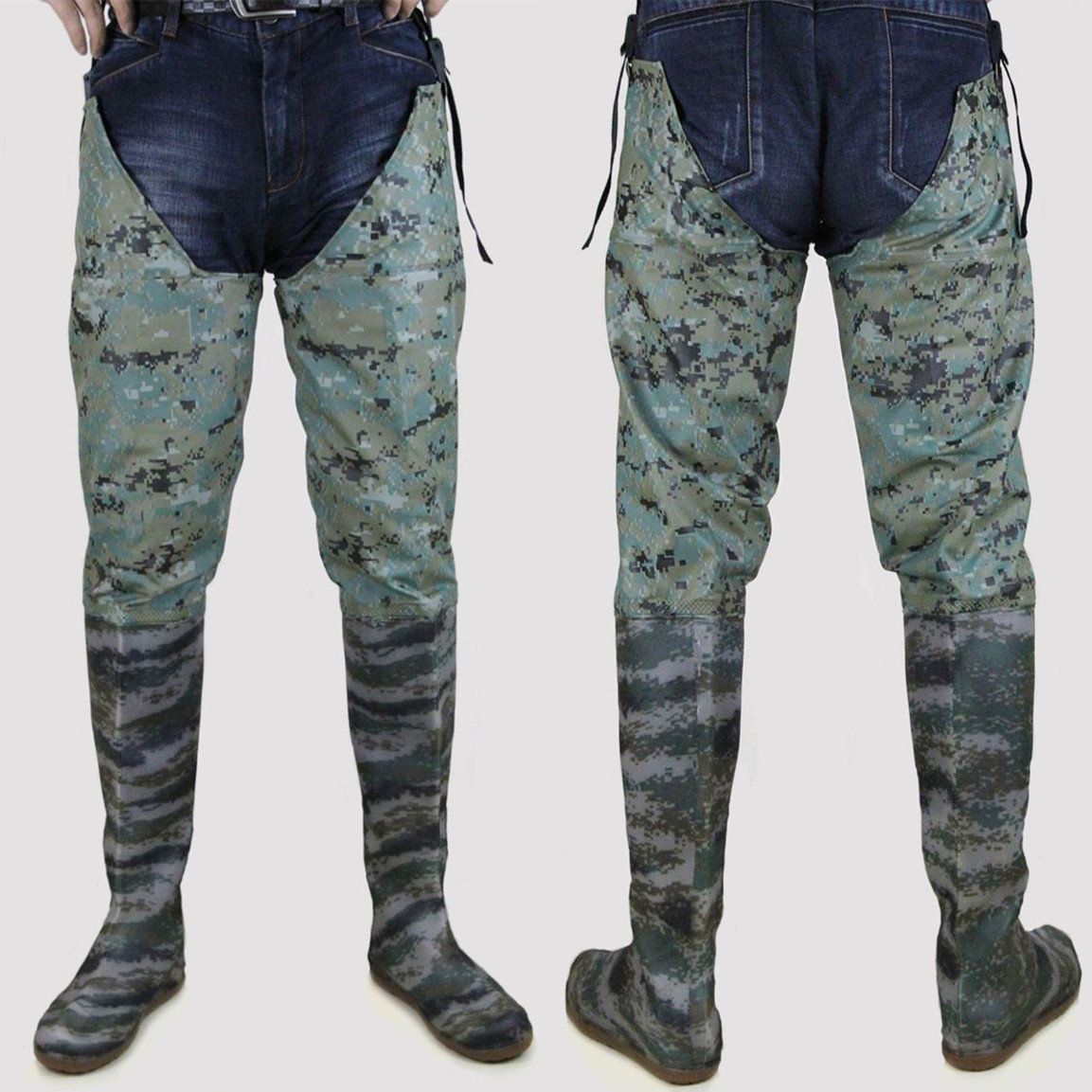 Agricultural paddy field planting boots camouflage high tube over-the-knee rain boots waterproof rain boots fishing wading shoes blood-proof pants