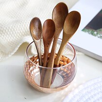 Round universal cup lid wooden mug ceramic glass cup spoon environmentally friendly nanmu spoon solid wood seasoning spoon