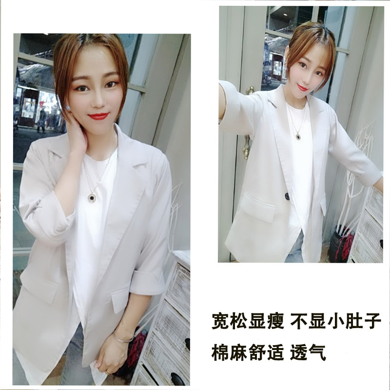 2018 ngắn phù hợp với khí chất giản dị lanh áo khoác của phụ nữ mùa hè và mùa thu mới phần mỏng cotton và lanh áo khoác nhỏ sang trọng mẫu áo vest lửng nữ