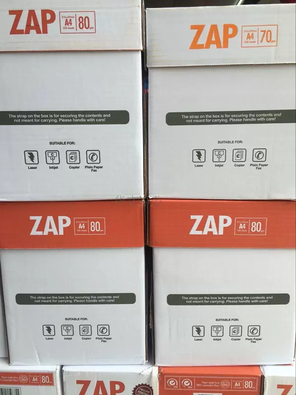 ZAP A4 in giấy trắng giấy 500 tờ 70g / 5 gói giấy văn phòng a4 hộp giấy 2500 tờ