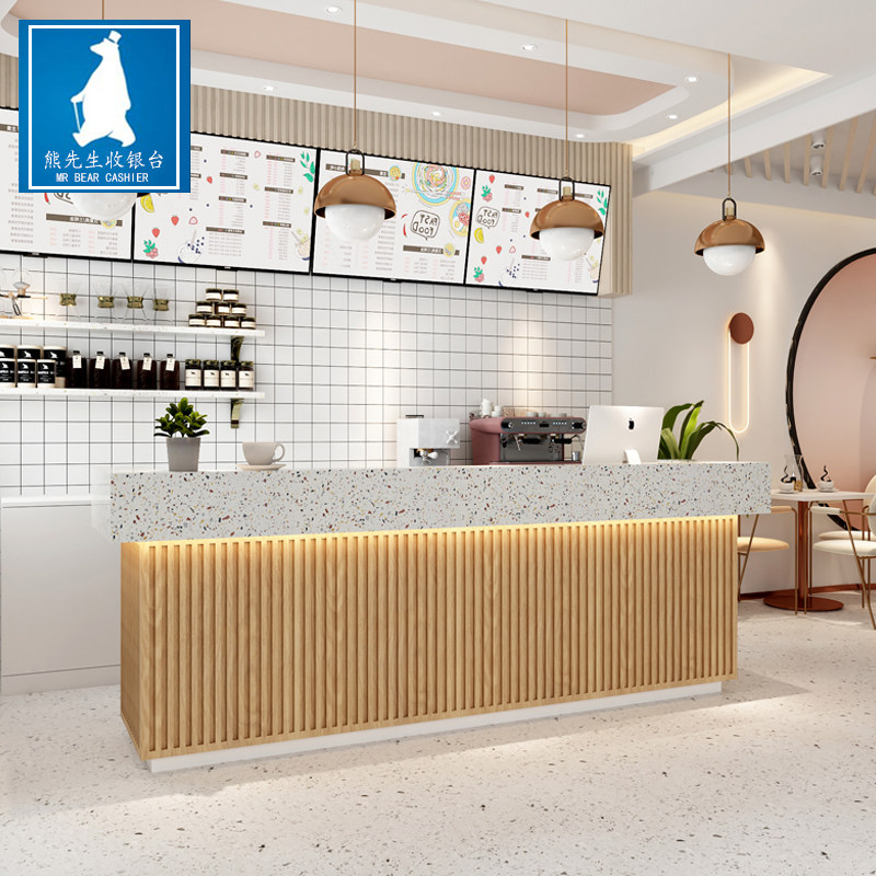 Minimalist modern milk tea shop bar Cosmetic Yard Front Desk Clothing Shop Small Cashier Counter Egg Pastry Shop