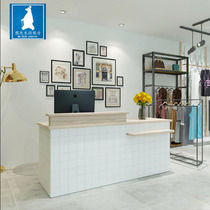 Nordic style small clothing store cashier Simple modern beauty salon Health club front desk reception counter table