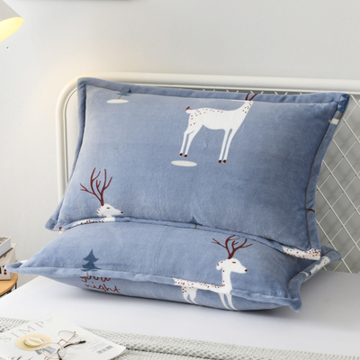 法兰绒冬季保暖加厚枕套单个装