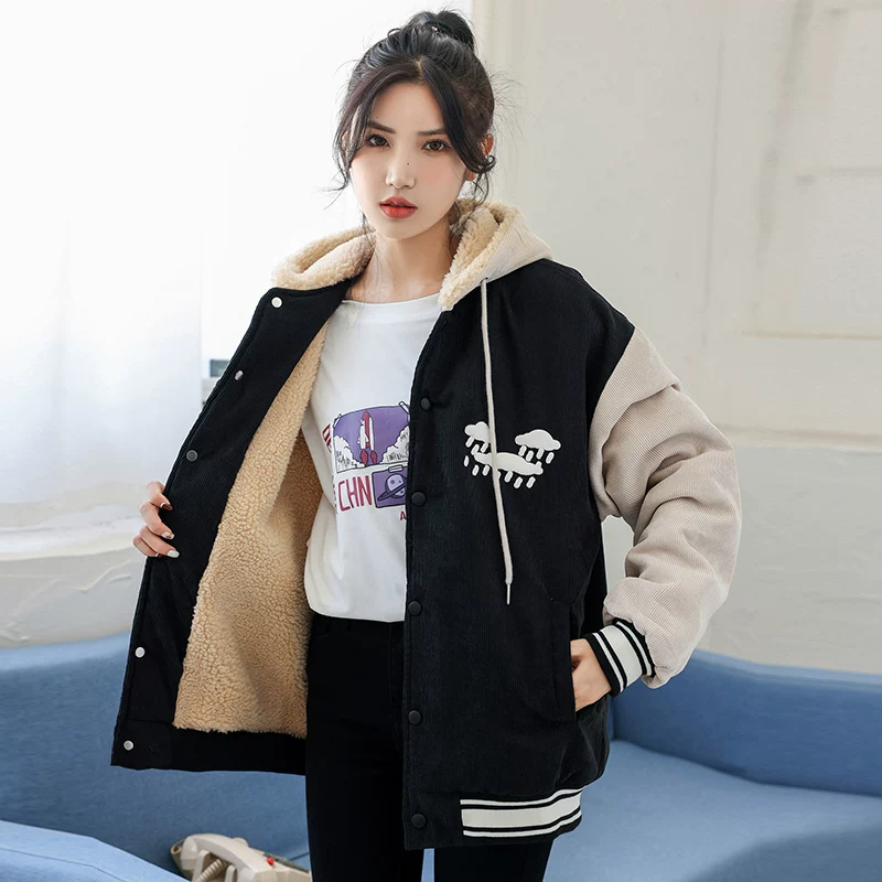Demi-season warm down jacket for students, for secondary school, with little bears
